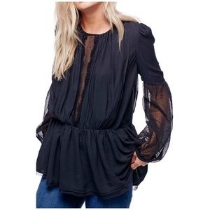 Free People • black chiffon tunic top